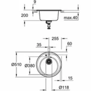 Мойка GROHE K200 с одной чашей, диаметр 510 мм, серый гранит (31656AT0) Мойка GROHE K200 с одной чашей, диаметр 510 мм, серый гранит (31656AT0)