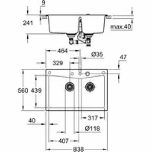 Мойка GROHE K700 с двумя чашами, 838 x 559 мм, серый гранит (31657AT0) Мойка GROHE K700 с двумя чашами, 838 x 559 мм, серый гранит (31657AT0)