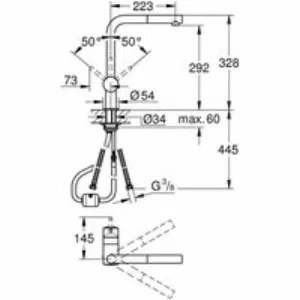Смеситель для кухни GROHE Minta с вытяжным L-изливом, хром (32168000) Смеситель для кухни GROHE Minta с вытяжным L-изливом, хром (32168000)