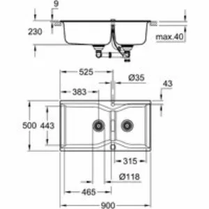 Мойка GROHE K700 с двумя чашами, 900 x 500 мм, черный гранит (31658AP0) Мойка GROHE K700 с двумя чашами, 900 x 500 мм, черный гранит (31658AP0)