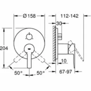 Внешняя часть смесителя для ванны GROHE Lineare с переключателем на 3 положения, хром (24095001) Внешняя часть смесителя для ванны GROHE Lineare с переключателем на 3 положения, хром (24095001)