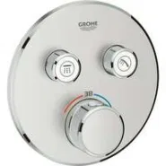 Внешняя часть термостата для душа GROHE Grohtherm SmartControl на 2 потребителя, круглая, суперсталь (29119DC0)
