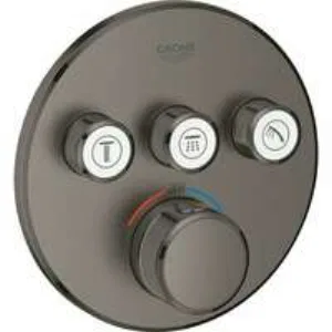 Внешняя часть термостата для душа GROHE Grohtherm SmartControl на 3 потребителя, круглая, темный графит матовый (29121AL0) Внешняя часть термостата для душа GROHE Grohtherm SmartControl на 3 потребителя, круглая, темный графит матовый (29121AL0)