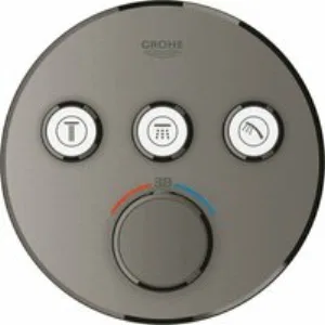 Внешняя часть термостата для душа GROHE Grohtherm SmartControl на 3 потребителя, круглая, темный графит матовый (29121AL0) Внешняя часть термостата для душа GROHE Grohtherm SmartControl на 3 потребителя, круглая, темный графит матовый (29121AL0)
