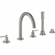 Смеситель для ванны GROHE Atrio двухвентильный, на 5 отверстий, на край ванны, суперсталь (19922DC3)