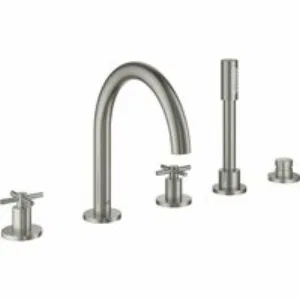 Смеситель для ванны GROHE Atrio двухвентильный, на 5 отверстий, на край ванны, суперсталь (19923DC3) Смеситель для ванны GROHE Atrio двухвентильный, на 5 отверстий, на край ванны, суперсталь (19923DC3)
