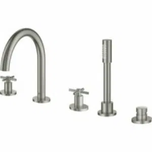 Смеситель для ванны GROHE Atrio двухвентильный, на 5 отверстий, на край ванны, суперсталь (19923DC3) Смеситель для ванны GROHE Atrio двухвентильный, на 5 отверстий, на край ванны, суперсталь (19923DC3)