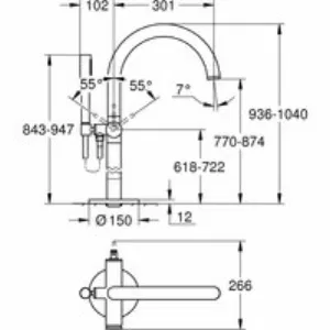 Внешняя часть смесителя для ванны GROHE Atrio напольного монтажа, темный графит матовый (32653AL3) Внешняя часть смесителя для ванны GROHE Atrio напольного монтажа, темный графит матовый (32653AL3)
