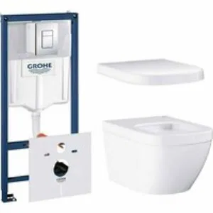 Унитаз подвесной безободковый GROHE Euro Ceramic с сиденьем с микролифтом (NW0010-1) Унитаз подвесной безободковый GROHE Euro Ceramic с сиденьем с микролифтом (NW0010-1)