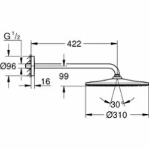 Верхний душ GROHE Rainshower Mono 310, 1 режим, 422 мм, хром (26557000) Верхний душ GROHE Rainshower Mono 310, 1 режим, 422 мм, хром (26557000)