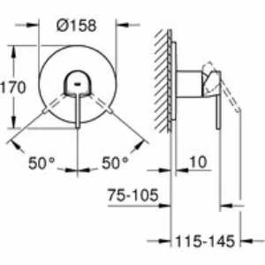 Внешняя часть смесителя для душа GROHE Plus, хром (24059003) Внешняя часть смесителя для душа GROHE Plus, хром (24059003)