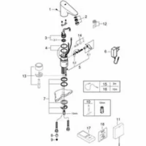 Смеситель для раковины GROHE Europlus E инфракрасный, хром (36207001) Смеситель для раковины GROHE Europlus E инфракрасный, хром (36207001)