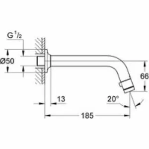 Кран для раковины GROHE Universal, без функции смешивания, хром (20203000) Кран для раковины GROHE Universal, без функции смешивания, хром (20203000)