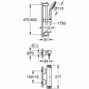 Термостат для душа GROHE Grohtherm 2000 с душевым гарнитуром, хром (34195001) Термостат для душа GROHE Grohtherm 2000 с душевым гарнитуром, хром (34195001)