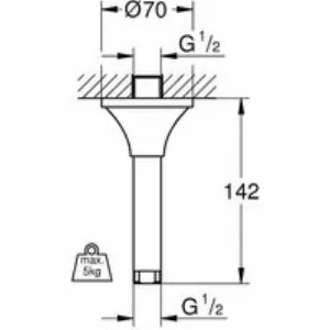 Душевой кронштейн потолочный GROHE Rainshower Grandera 142 мм, хром (27978000) Душевой кронштейн потолочный GROHE Rainshower Grandera 142 мм, хром (27978000)