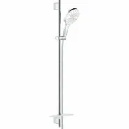 Душевой гарнитур GROHE Rainshower SmartActive 150 с мыльницей, 3 режима струи, душевая штанга 900 мм, 9,5 л/мин, белая луна (26594LS0)