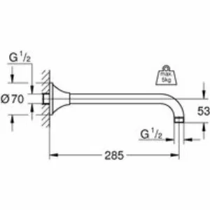 Душевой кронштейн GROHE Rainshower Grandera 285 мм, хром (27986000) Душевой кронштейн GROHE Rainshower Grandera 285 мм, хром (27986000)