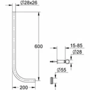 Сливная трубка для смывного устройства для унитаза GROHE, 600x200 мм, хром (37107000) Сливная трубка для смывного устройства для унитаза GROHE, 600x200 мм, хром (37107000)
