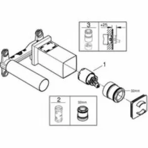 Встраиваемая часть однорычажного смесителя для раковины GROHE на 2 отверстия (23200002) Встраиваемая часть однорычажного смесителя для раковины GROHE на 2 отверстия (23200002)