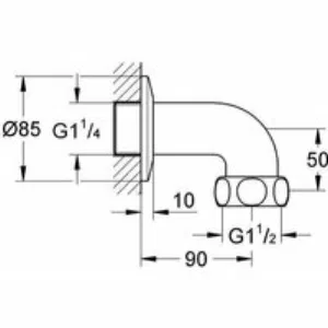 Отводная дуга для Grohtherm XL (35 085/35 086) GROHE, вынос 90 мм, хром (12436000) Отводная дуга для Grohtherm XL (35 085/35 086) GROHE, вынос 90 мм, хром (12436000)
