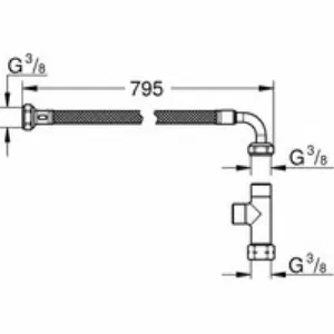 Набор GROHE для подключения сиденья-биде: шланг 795 мм, Т-образное подключение, хром (14074000) Набор GROHE для подключения сиденья-биде: шланг 795 мм, Т-образное подключение, хром (14074000)