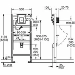 Система инсталляции для писсуара, GROHE Rapid SL для ИК-панели или механического смыва (38786001) Система инсталляции для писсуара, GROHE Rapid SL для ИК-панели или механического смыва (38786001)