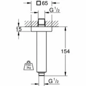 Душевой кронштейн потолочный GROHE Rainshower neutral 154 мм, хром (27711000) Душевой кронштейн потолочный GROHE Rainshower neutral 154 мм, хром (27711000)
