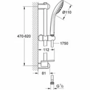 Душевой гарнитур GROHE Euphoria 110 Mono с мыльницей, 1 режим струи, душевая штанга 600 мм, 21,7 л/мин, хром (27266001) Душевой гарнитур GROHE Euphoria 110 Mono с мыльницей, 1 режим струи, душевая штанга 600 мм, 21,7 л/мин, хром (27266001)
