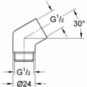 Угловой переходник для подключения душевого шланга 1/2″ x 1/2″ GROHE Sena, хром (28389000) Угловой переходник для подключения душевого шланга 1/2″ x 1/2″ GROHE Sena, хром (28389000)