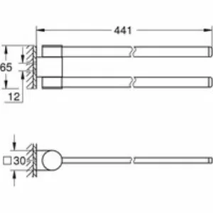 Держатель для полотенца GROHE Selection 400 мм, двойной, поворотный, хром (41063000) Держатель для полотенца GROHE Selection 400 мм, двойной, поворотный, хром (41063000)