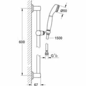 Душевой гарнитур GROHE Sinfonia 50, 1 режим струи, душевая штанга 600 мм, хром (28975000) Душевой гарнитур GROHE Sinfonia 50, 1 режим струи, душевая штанга 600 мм, хром (28975000)