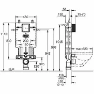 Инсталляционный комплект для унитаза GROHE Uniset для обмуровки (38643001) Инсталляционный комплект для унитаза GROHE Uniset для обмуровки (38643001)