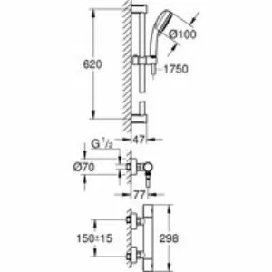 Термостат для душа GROHE Grohtherm 800 Cosmopolitan с душевым гарнитуром, хром (34768000) Термостат для душа GROHE Grohtherm 800 Cosmopolitan с душевым гарнитуром, хром (34768000)