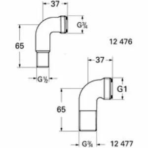 Соединительный уголок 1/2″ x 3/4″ GROHE, хром (12476000) Соединительный уголок 1/2″ x 3/4″ GROHE, хром (12476000)