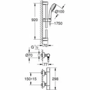 Термостат для душа GROHE Grohtherm 800 Cosmopolitan с душевым гарнитуром, хром (34769000) Термостат для душа GROHE Grohtherm 800 Cosmopolitan с душевым гарнитуром, хром (34769000)