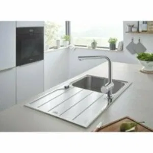 Мойка GROHE K500 45-S 86/50 1.0 оборачиваемая с корзинчатым вентилем, нержавеющая сталь (31571SD1) Мойка GROHE K500 45-S 86/50 1.0 оборачиваемая с корзинчатым вентилем, нержавеющая сталь (31571SD1)