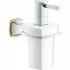 Дозатор жидкого мыла GROHE Grandera керамический, с держателем, хром/золото (40627IG0) Дозатор жидкого мыла GROHE Grandera керамический, с держателем, хром/золото (40627IG0)