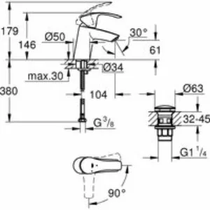 Смеситель для раковины GROHE Eurosmart, S-size, хром (23924002) Смеситель для раковины GROHE Eurosmart, S-size, хром (23924002)