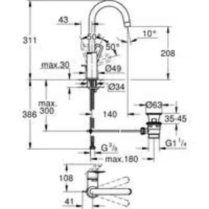 Смеситель для раковины GROHE Start Loop с донным клапаном, L-Size, хром (23780001) Смеситель для раковины GROHE Start Loop с донным клапаном, L-Size, хром (23780001)