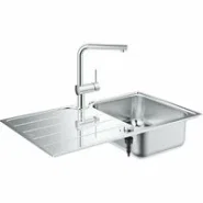 Мойка GROHE K500 45 -S 1.0 из нержавеющей стали, оборачиваемая, и смеситель для мойки GROHE Minta (31573SD1)