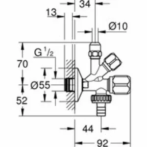 Вентиль угловой GROHE комбинированный 1/2″-3/8″ для подключения смесителей, хром (22036000) Вентиль угловой GROHE комбинированный 1/2″-3/8″ для подключения смесителей, хром (22036000)
