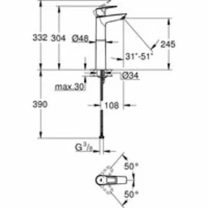 Смеситель для раковины GROHE BauLoop, XL-size, хром (23764001) Смеситель для раковины GROHE BauLoop, XL-size, хром (23764001)