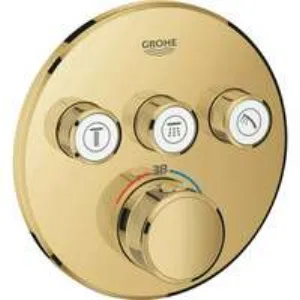 Внешняя часть термостата для душа GROHE Grohtherm SmartControl на 3 потребителя, круглая, холодный рассвет глянец (29121GL0) Внешняя часть термостата для душа GROHE Grohtherm SmartControl на 3 потребителя, круглая, холодный рассвет глянец (29121GL0)
