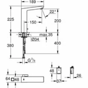 Смеситель для раковины GROHE Eurocube E инфракрасный, хром (36441000) Смеситель для раковины GROHE Eurocube E инфракрасный, хром (36441000)