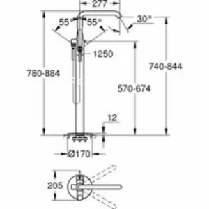 Внешняя часть смесителя для ванны GROHE Essence напольного монтажа, темный графит глянец (23491A01) Внешняя часть смесителя для ванны GROHE Essence напольного монтажа, темный графит глянец (23491A01)