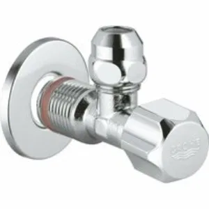Угловой вентиль GROHE с металлической розеткой и уплотнительным кольцом, 1/2*3/8, хром (22023000) Угловой вентиль GROHE с металлической розеткой и уплотнительным кольцом, 1/2*3/8, хром (22023000)