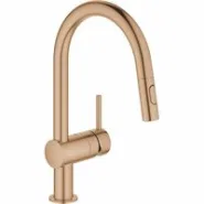 Смеситель для кухни GROHE Minta с вытяжным душем, C-образный излив, теплый закат матовый (32321DL2)