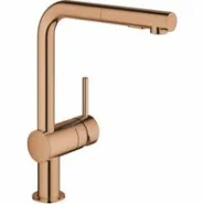 Смеситель для кухни GROHE Minta с вытяжным душем, L-образный излив, теплый закат глянец (30274DA0)