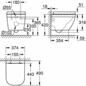 Унитаз GROHE Euro Ceramic подвесной, компактный, с сиденьем с микролифтом, альпин-белый (39693000) Унитаз GROHE Euro Ceramic подвесной, компактный, с сиденьем с микролифтом, альпин-белый (39693000)