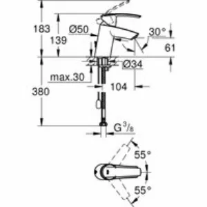 Смеситель для раковины GROHE Start с цепочкой, хром (32277001) Смеситель для раковины GROHE Start с цепочкой, хром (32277001)